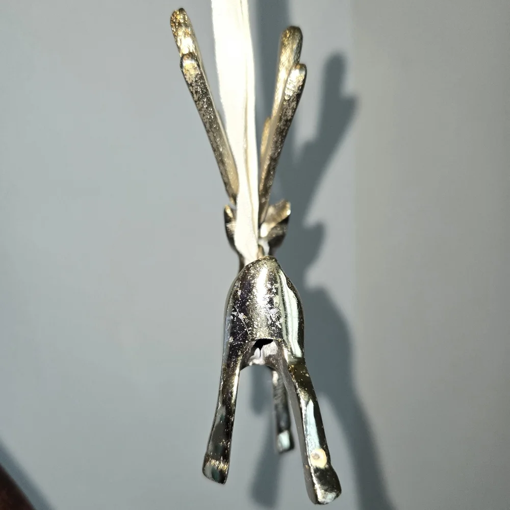 VTG 90s Brass Reindeer Christmas Ornament 4
